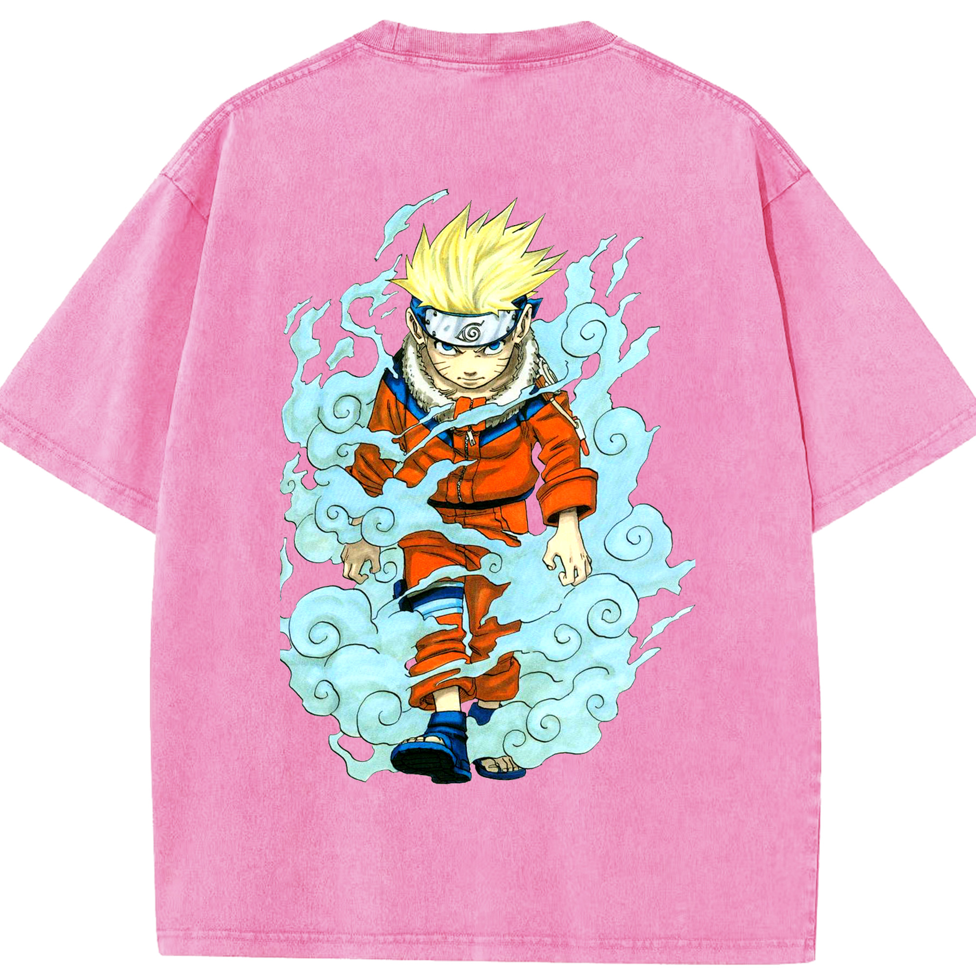 （画像用） NARUTO -ナルト- うずまき ナルト Uzumaki Naruto 綿100% ヴィンテージ風 半袖Tシャツ（背面プリント）